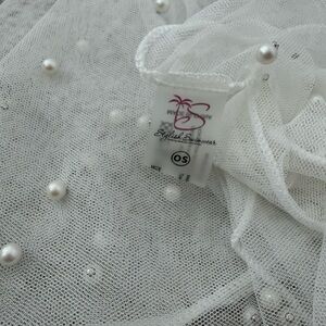 White Mesh swim Cover-Up with Pearls